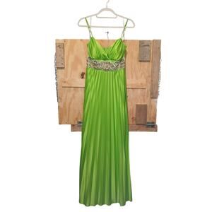 girly strapless lime green prom dress